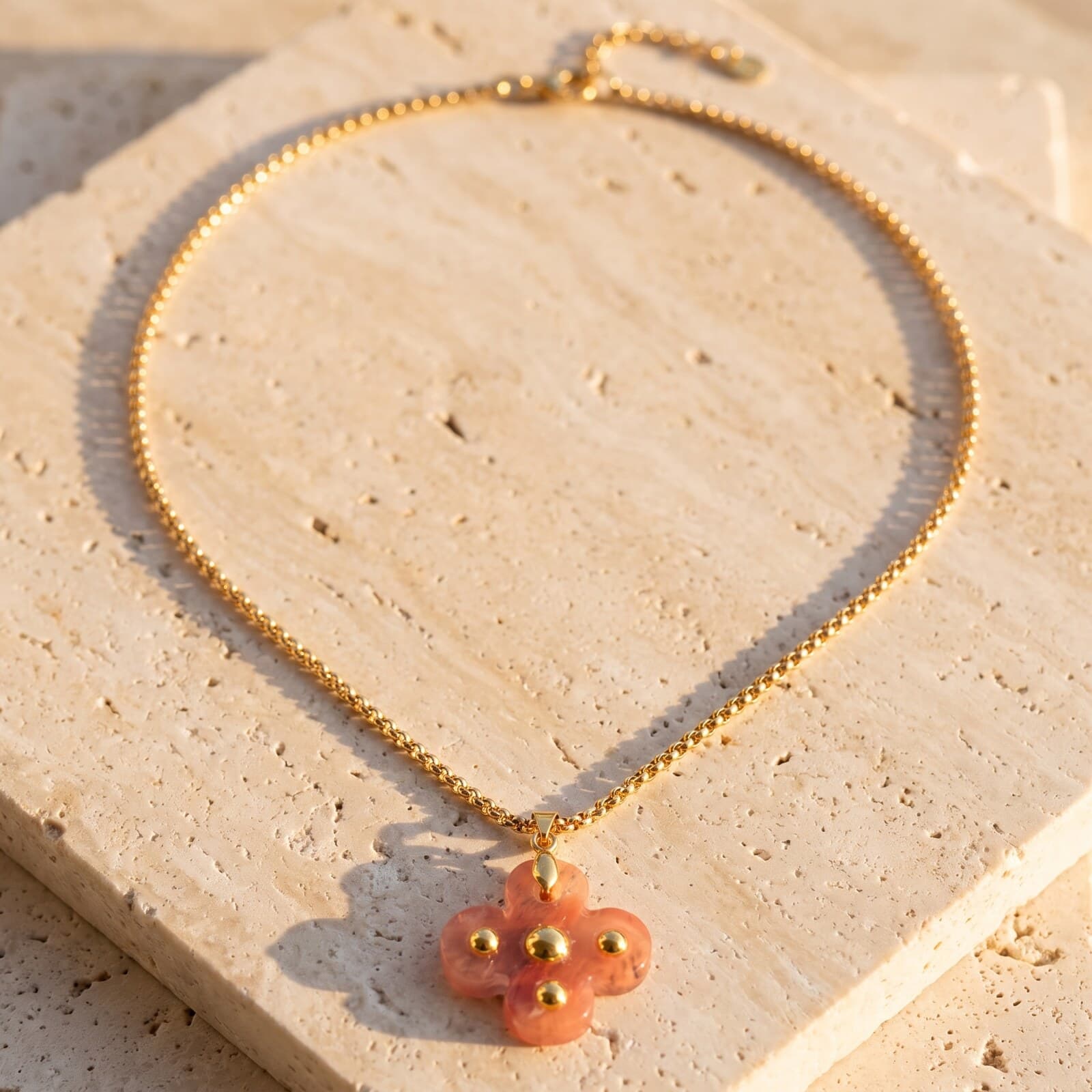 Cherry Quartz Studded Clover
