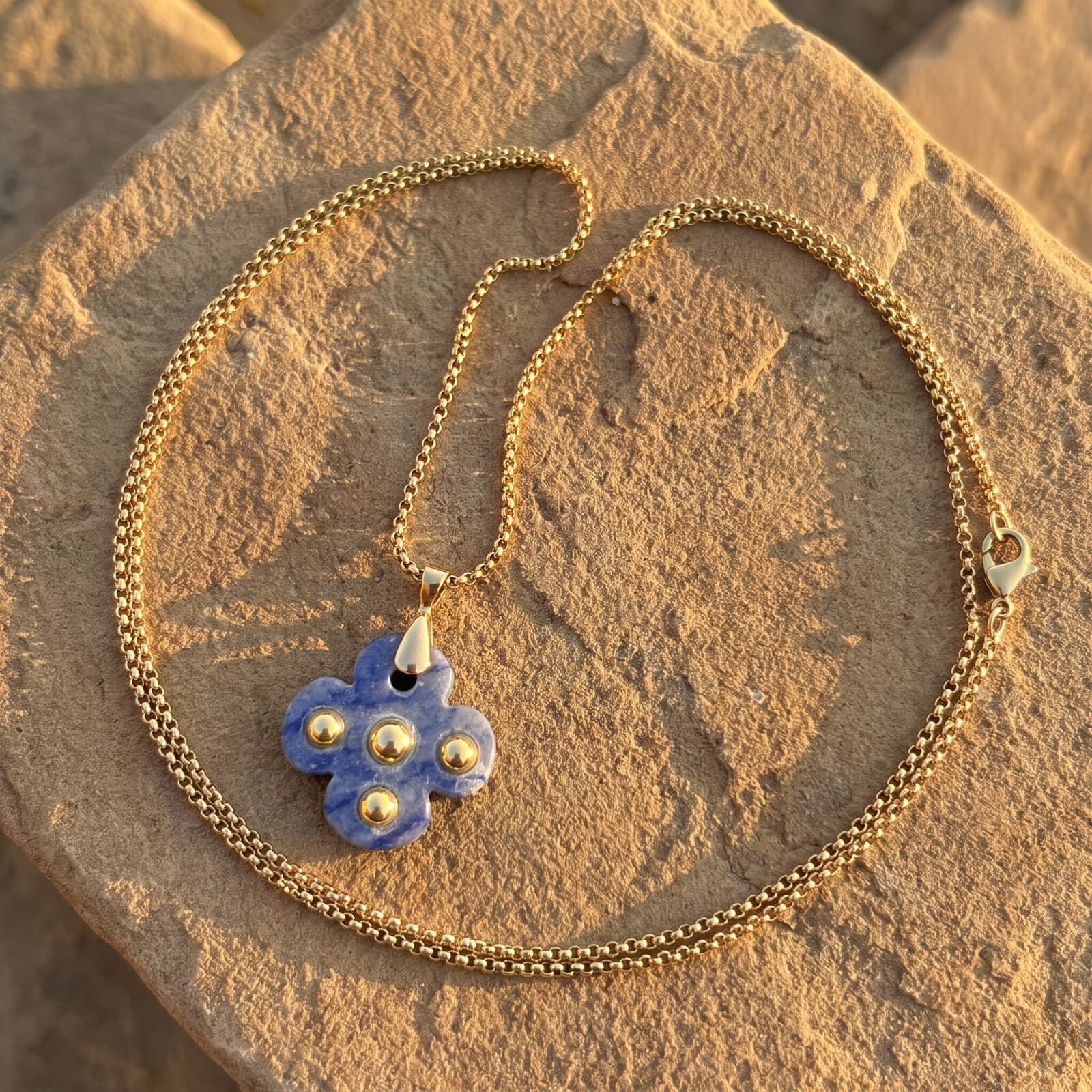 Lapis Lazuli Studded Clover