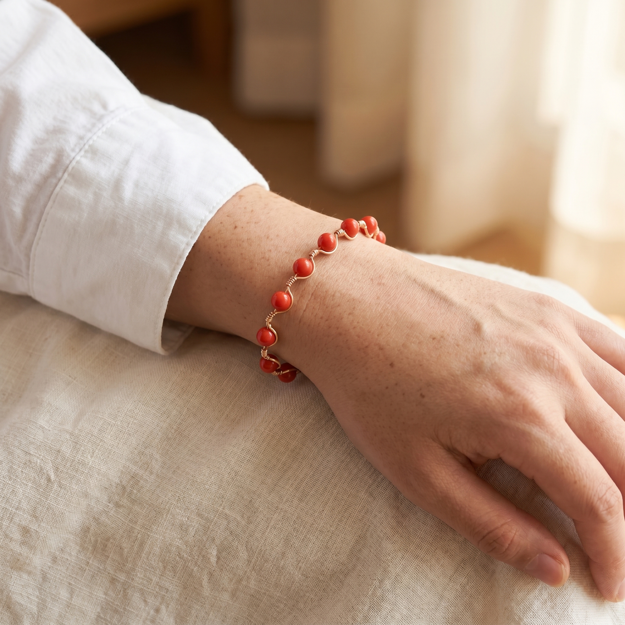Sunset Coral — On the wrist